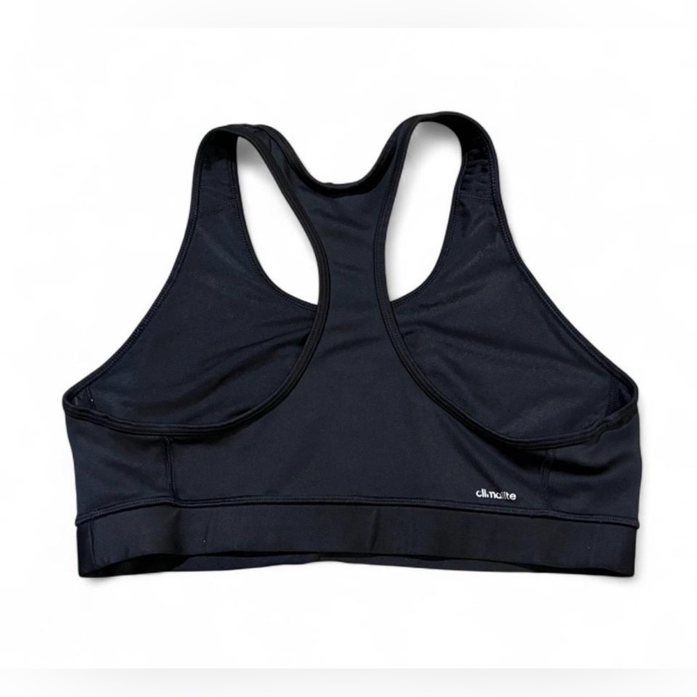 adidas Black Racerback Sports Bra with Subtle Logo - Picture 2 of 4